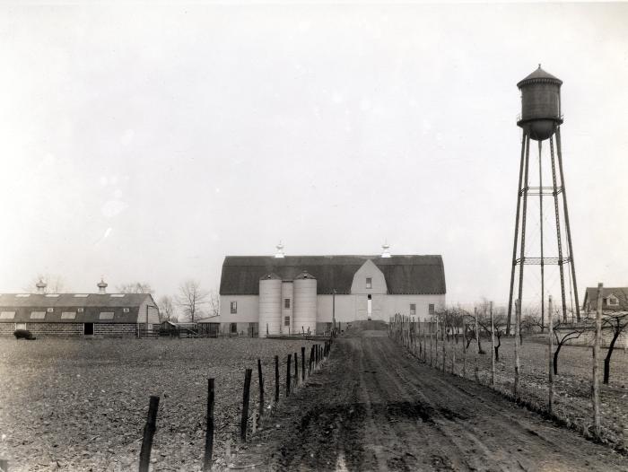 Thomas Indian School. View of Entrance to Farm Buildings and Water Tower