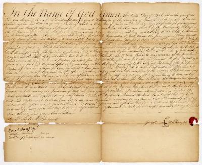 Probated will of Garret Williamson, 1782
