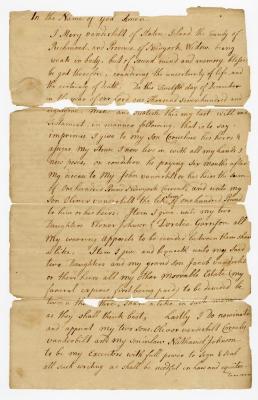 Probated will of Mary Vanderbilt, 1782