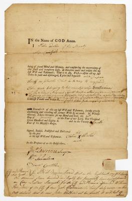 Probated will of John Walker, 1782