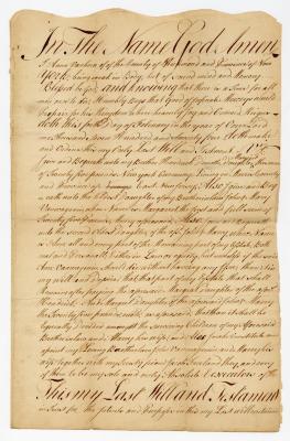 Probated will of Ann Van Horn, 1782