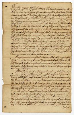 Probated will of Jan Vandenveer, 1782
