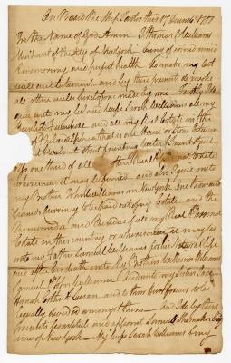 Probated will of Thomas C. Williams, 1782