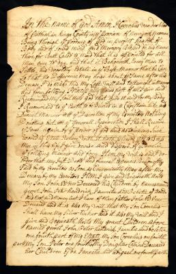 Probated will of Cornelius Vanderveer, 1782