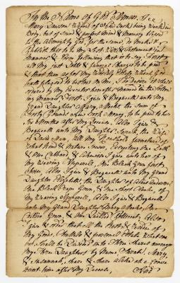 Probated will of Mary Dawson, 1783