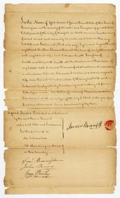 Probated will of James Bennett, 1783