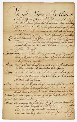 Probated will of Leah Brevoort, 1783