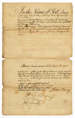 Probated will of John Barry, 1783