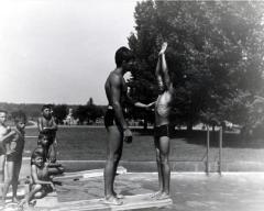 Thomas Indian School Photograph.  Diving Instruction