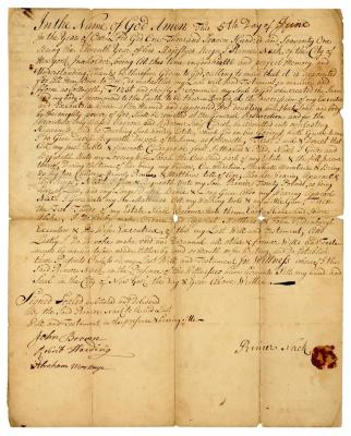 Probated will of Rinier Nack, 1779