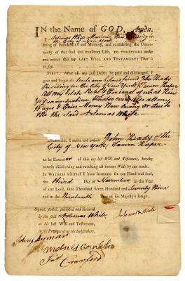 Probated will of Artemus White, 1779