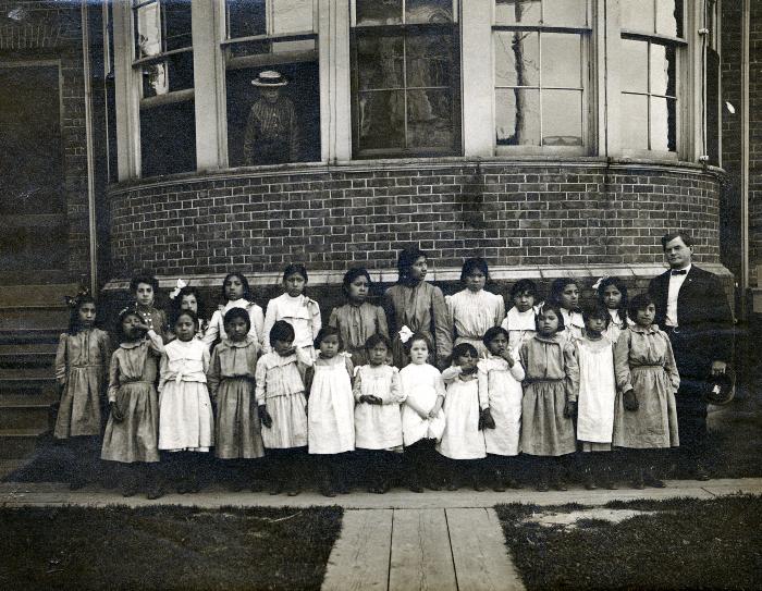 Thomas Indian School Photograph, Exterior View: Elementary Class Portrait