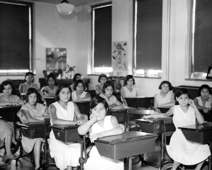 Thomas Indian School Photograph,  Girls in Classroom