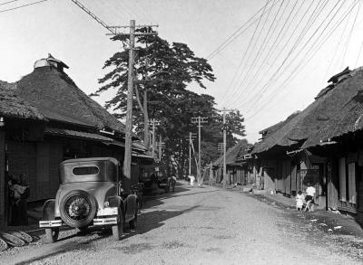 Village Street; One Story Houses on Tokaido Highway. 20 miles from Yokohama, Japan