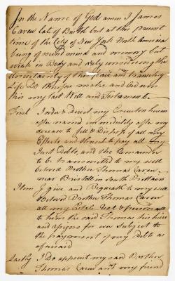 Probated will of James Carew, 1780