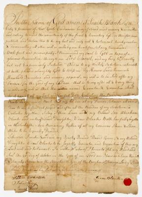 Probated will of Isaac Blanck, 1780