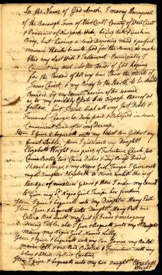 Probated will of Mary Honeywell, 1780