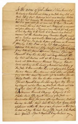 Probated will of John Andrivet, 1780