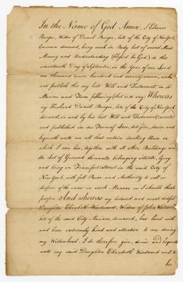 Probated will of Eleanor Burger, 1780