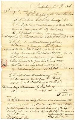 Payments for children born to enslaved persons in New Rochelle, March 10, 1806