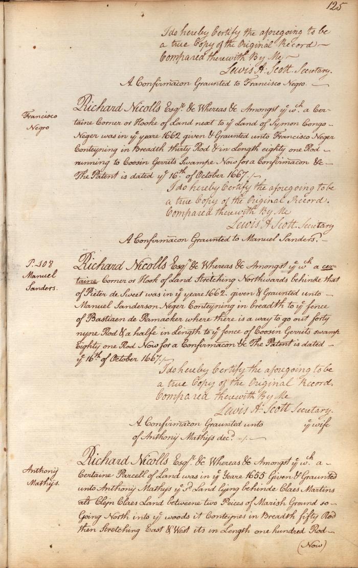 Confirmation of letters patent issued to Francisco and Manuel Sanders