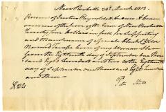 Payment for child named Temple born to enslaved persons in New Rochelle, March 23, 1803