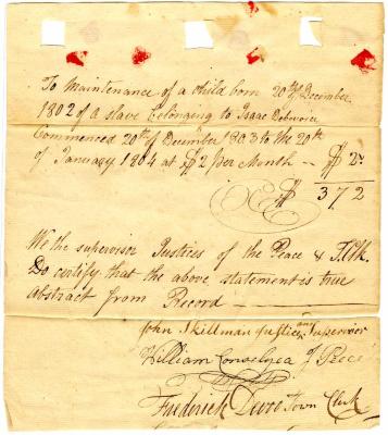 Payments for children born to enslaved persons in Bushwyck, January 20, 1804