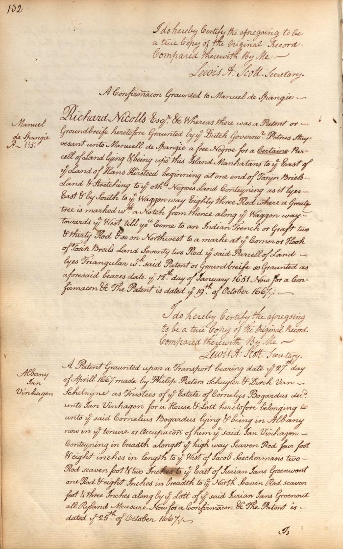 Confirmation of letters patents issued to Manuel de Spangie