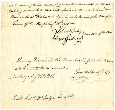 Payments for children born to enslaved persons in Newburgh, August 26, 1806