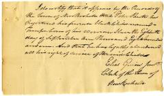 Certification of birth and abandonment of a child named Temple born to enslaved persons in New Rochelle, September 18, 1801