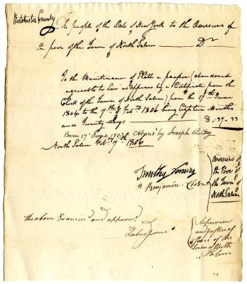 Payment for children born to enslaved persons in North Salem, February 7, 1806