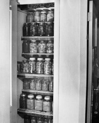 Closet full of canned foods from Victory Garden