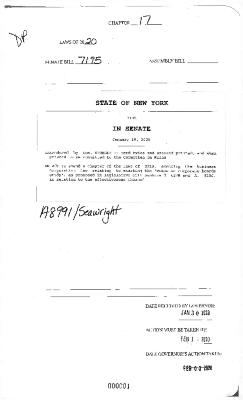 NYS Bill and Veto Jackets: 2020, Chapter 17