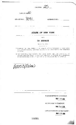 NYS Bill and Veto Jackets: 2020, Chapter 25
