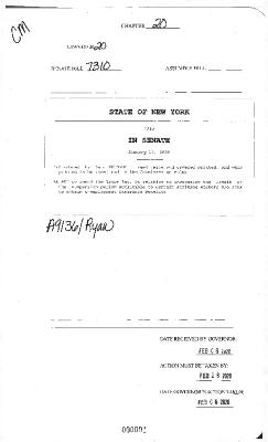 NYS Bill and Veto Jackets: 2020, Chapter 20