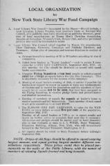 Local Organization for New York State Library War Fund Campaign
