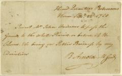 Pass found on Major John André, 1780