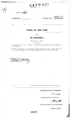 NYS Bill and Veto Jackets: 2020, Veto 57