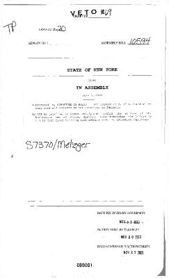 NYS Bill and Veto Jackets: 2020, Veto 69