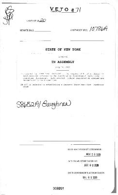 NYS Bill and Veto Jackets: 2020, Veto 71