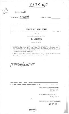 NYS Bill and Veto Jackets: 2020, Veto 67