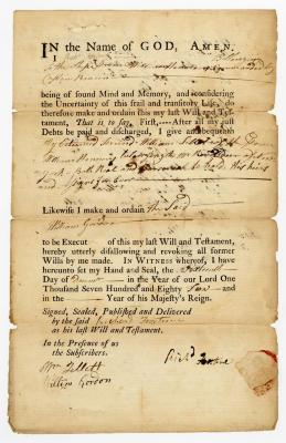 Probated will of Richard Fortine, 1783