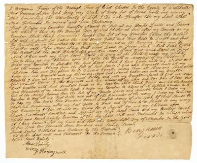 Probated will of Benjamin Ferris, 1783
