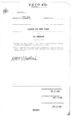NYS Bill and Veto Jackets: 2020, Veto 76
