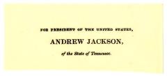 Electoral College ballot for Andrew Jackson as President