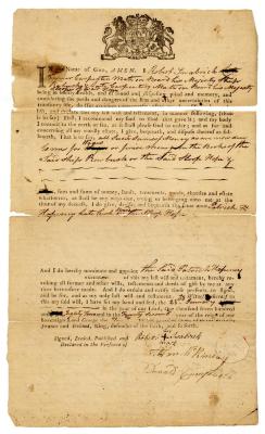 Probated will of Robert Swabrick, 1783