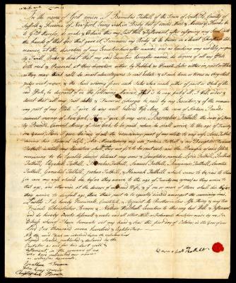 Probated will of Barnabas Tuthill, 1783