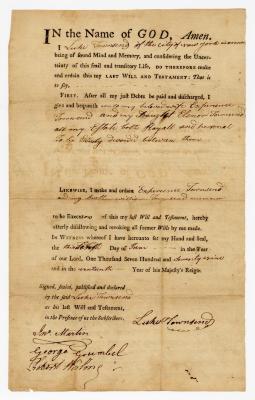 Probated will of Luke Townsend, 1783