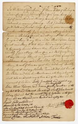 Probated will of Thomas Willett, 1783