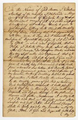 Probated will of William Stoothoff, 1783